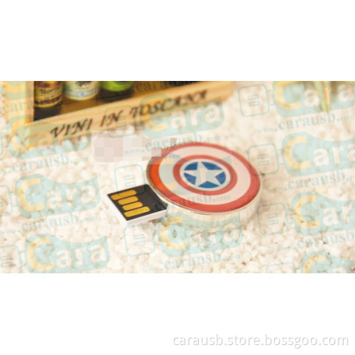 Carausb Captain America theme USB flash disk CaraUSB customized promotional gifts metal Epoxy Gifts Pendrive with push butt
